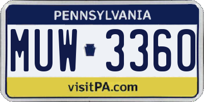 PA license plate MUW3360