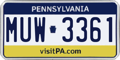 PA license plate MUW3361