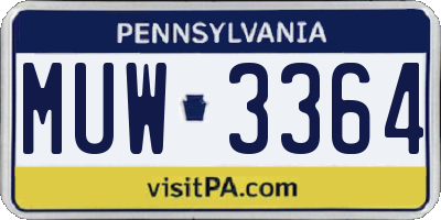 PA license plate MUW3364