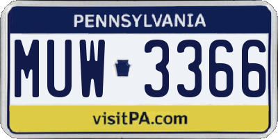 PA license plate MUW3366