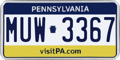 PA license plate MUW3367