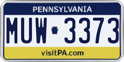 PA license plate MUW3373