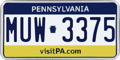 PA license plate MUW3375