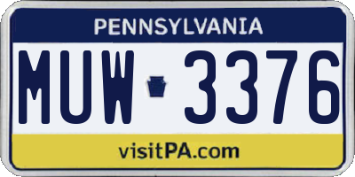 PA license plate MUW3376