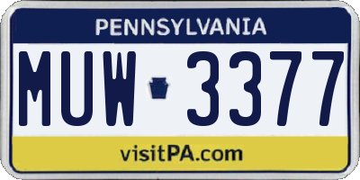 PA license plate MUW3377