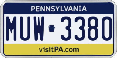 PA license plate MUW3380