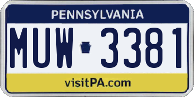 PA license plate MUW3381