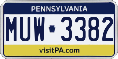 PA license plate MUW3382