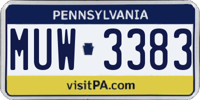 PA license plate MUW3383