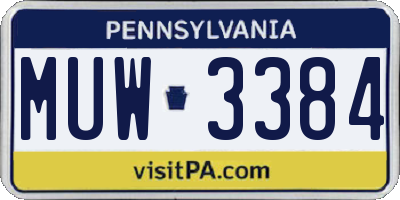 PA license plate MUW3384