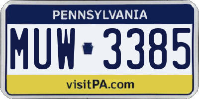 PA license plate MUW3385