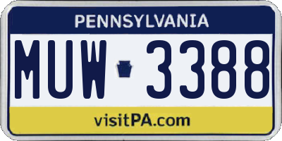 PA license plate MUW3388