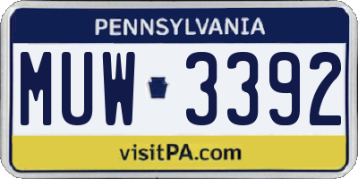 PA license plate MUW3392