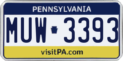 PA license plate MUW3393
