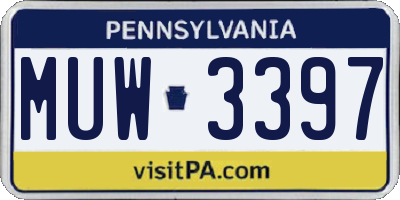 PA license plate MUW3397