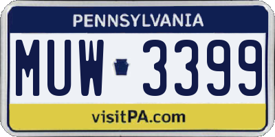PA license plate MUW3399