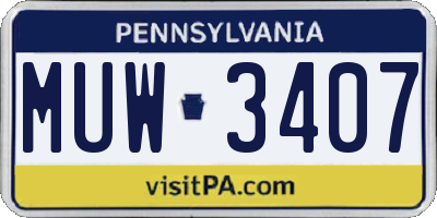 PA license plate MUW3407