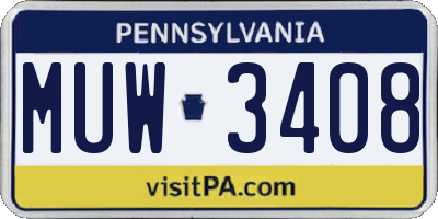 PA license plate MUW3408