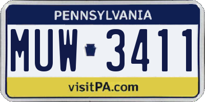 PA license plate MUW3411