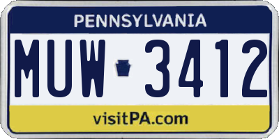 PA license plate MUW3412