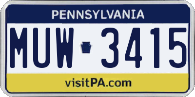 PA license plate MUW3415