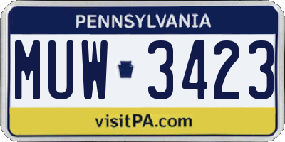 PA license plate MUW3423