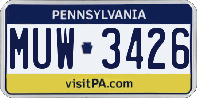 PA license plate MUW3426