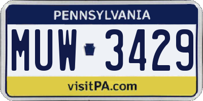 PA license plate MUW3429