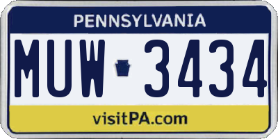 PA license plate MUW3434