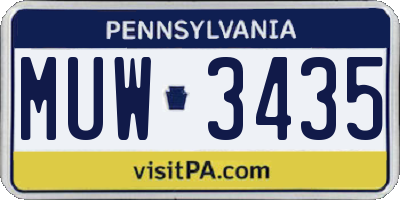 PA license plate MUW3435
