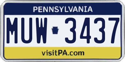 PA license plate MUW3437