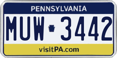 PA license plate MUW3442