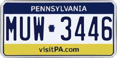 PA license plate MUW3446