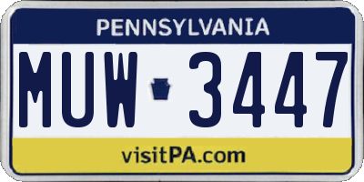 PA license plate MUW3447