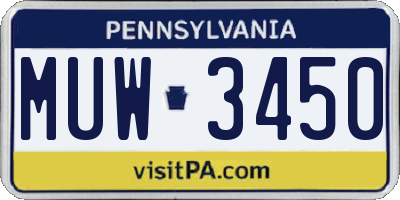 PA license plate MUW3450