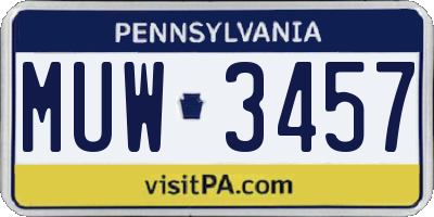 PA license plate MUW3457