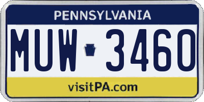 PA license plate MUW3460