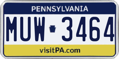 PA license plate MUW3464