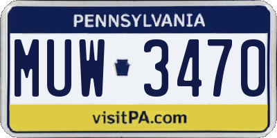 PA license plate MUW3470