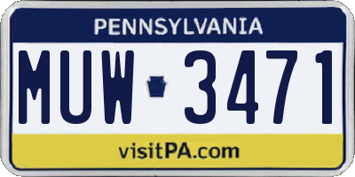 PA license plate MUW3471