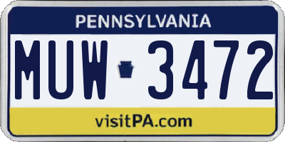 PA license plate MUW3472