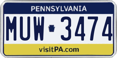 PA license plate MUW3474