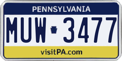 PA license plate MUW3477