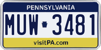 PA license plate MUW3481