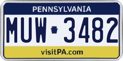 PA license plate MUW3482