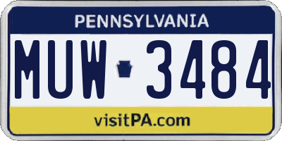PA license plate MUW3484