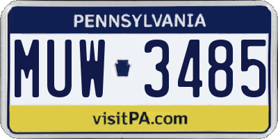 PA license plate MUW3485