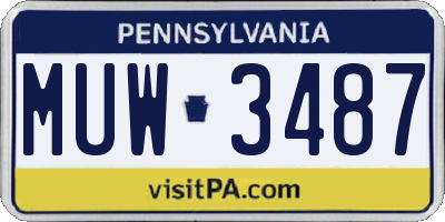 PA license plate MUW3487