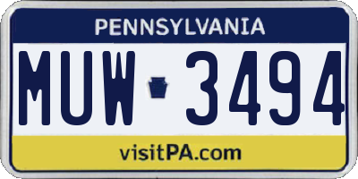PA license plate MUW3494