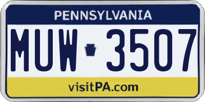 PA license plate MUW3507